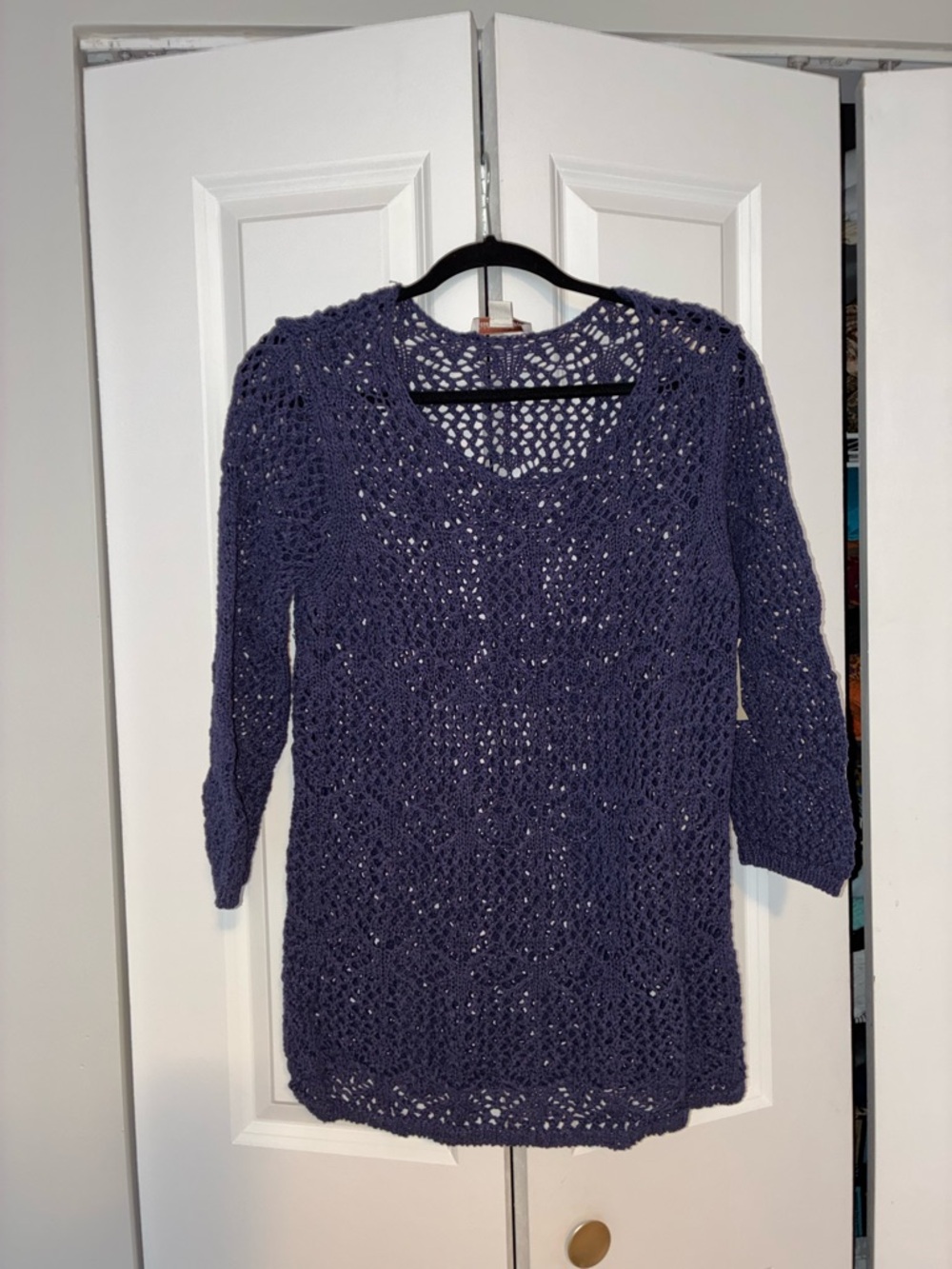 NWT•Coldwater Creek•Navy Crochet Knit•Tunic Sweater•Sz M/L